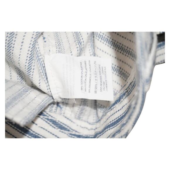 Madewell Striped Wide Leg Crop Pants Blue White Button Fly Cotton Linen Sz 26 - Picture 10 of 10